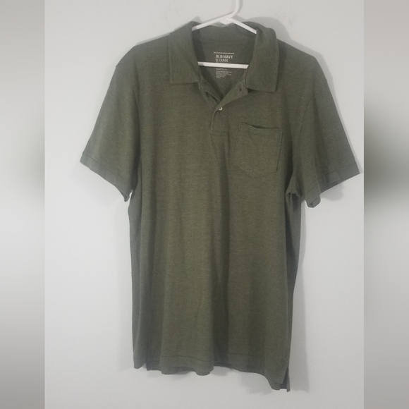 Old Navy Polo Tee. Solid Green Short Sleeve Collared Shirt. Very Soft. Size L. - Picture 1 of 4
